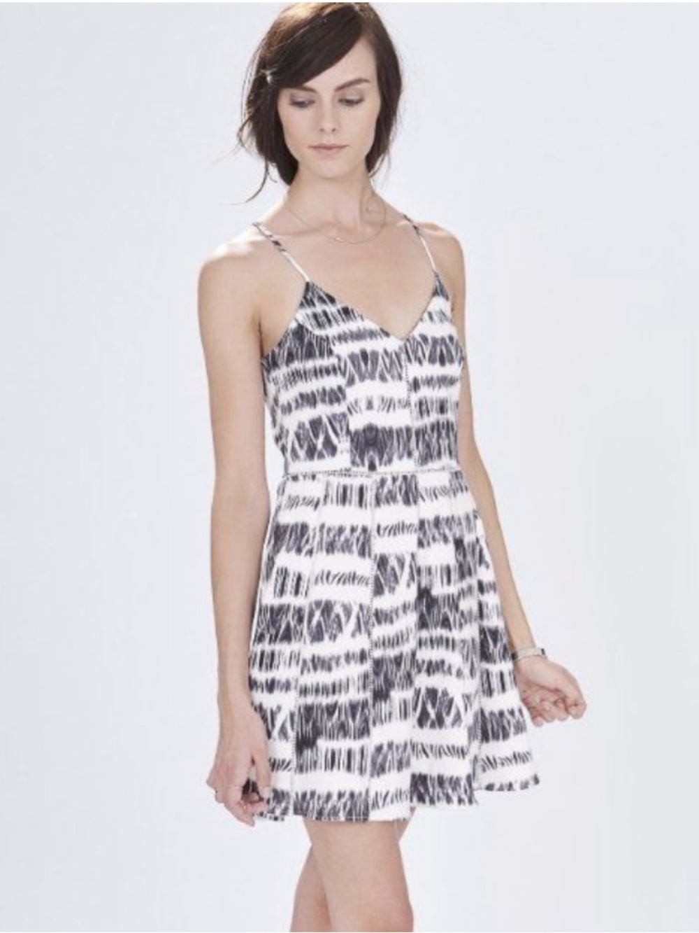 Parker Black & White Graphic Print Racerback Dress Size Large